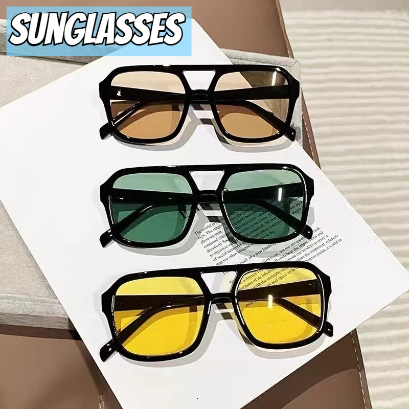 

Women New Trend Sunglasses Vintage Square Large Frame Anti-UV Sunshades Eyewear Men Fashion Classic Candy Color Sun Glasses