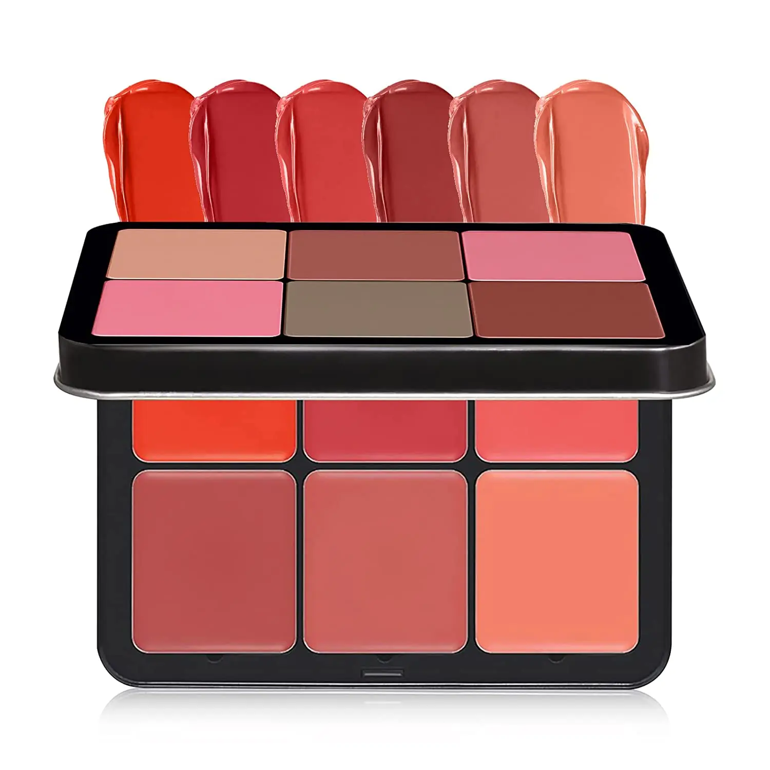 12 Shades Creamy Blush Palette HD Face Essentials Long-Lasting Matte Blush Cream Cover Makeup Palette 0.84oz