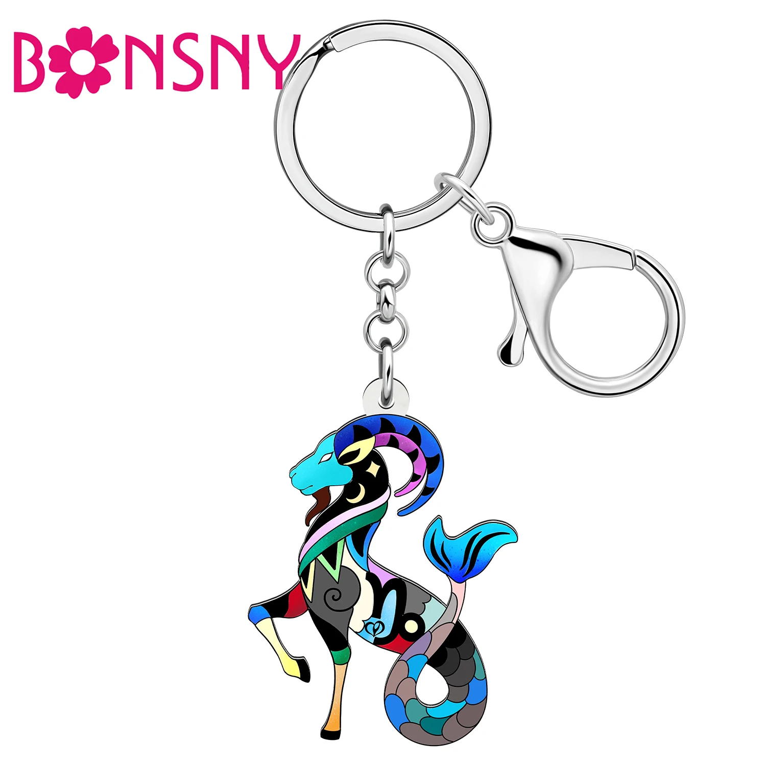 BONSNY Acrylic Horoscope Birthday Gifts Key chains Novelty Capricornus Keychain Jewelry Birthday Gifts For Women Girls Friends