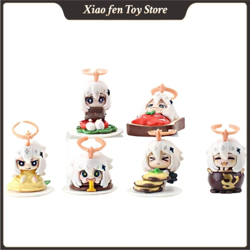 Genshin Impact Anime Figure Game Cartoon Food Themed Mondstadt Set Paimon Figurines Collectible Model Toys Doll Character Gift