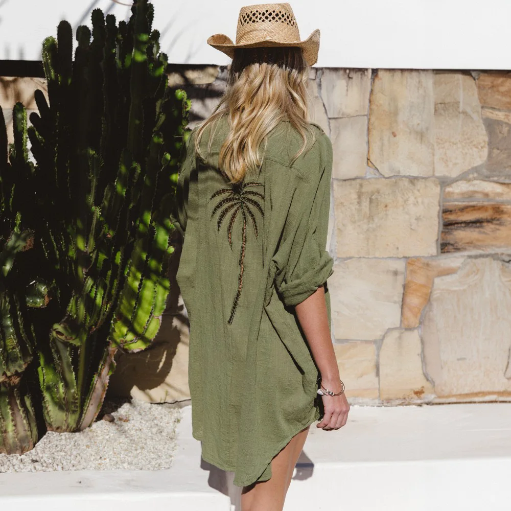 2026 Tinta unita Sexy Fiore che brucia Hollow Beach Camicetta Bikini Costume da bagno Camicia da spiaggia Donna Beach Cover Up Trajes De Baño Mujer