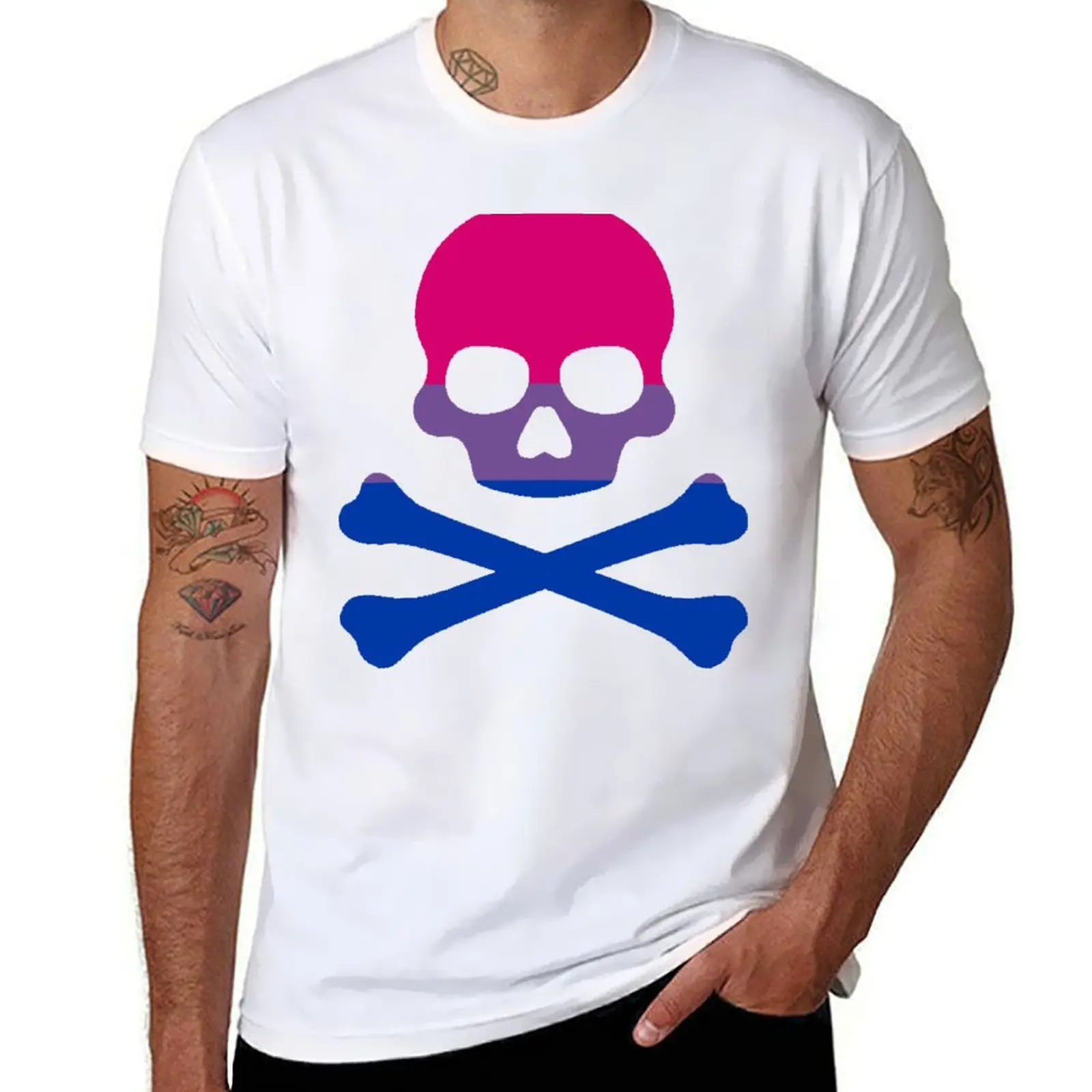 

Pirate Jolly Rodger in Bisexual Pride Flag Colors T-Shirt anime tshirt t shirt man plain T-Shirt