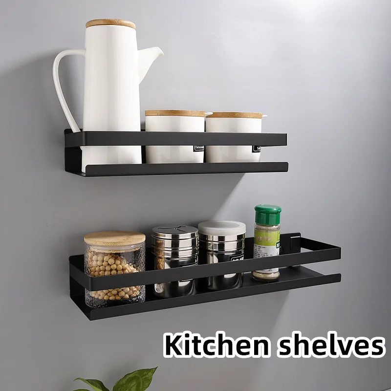 

Wall-Mounted Kitchen Storage Shelf Spice Rack Stainless Steel Bathroom Organizer Rack Home Save Space Organizers Shelves