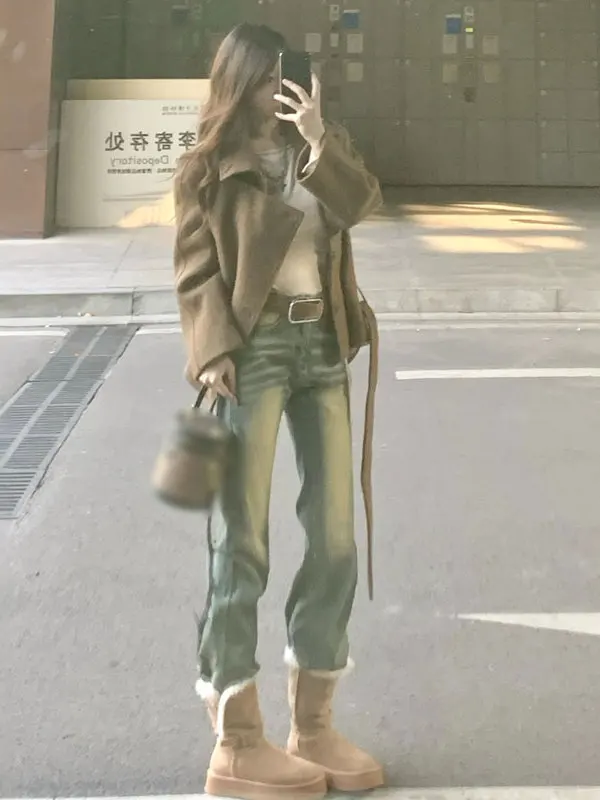 

Korean Sle High-End Woolen Coat Women's Loose Long ort Stand Collar Autumn New Arrival Faionable Straight Tube Coat