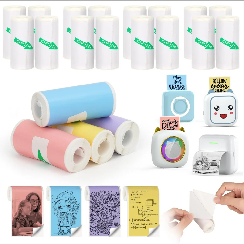 Mini Portable Printer Thermal Paper HD 57*25mm Universal Self-adhesive Roll Paper Label Sticker For Phone Printing Picture Photo