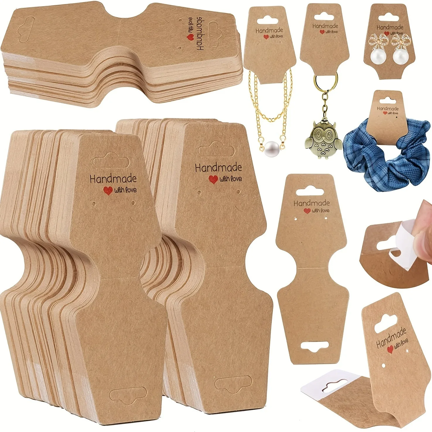 

50 bracelets display cards, sturdy necklace clip cards, self-adhesive jewelry packaging sales cards, suitable for keychains, ear