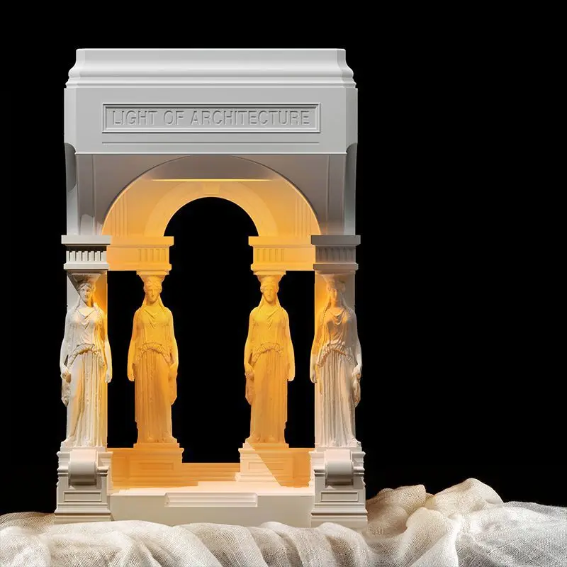 Table lamp light luxury wax melting lamp gypsum cement temple retro aromatherapy  night lamp bedside ins wind candle bedroom