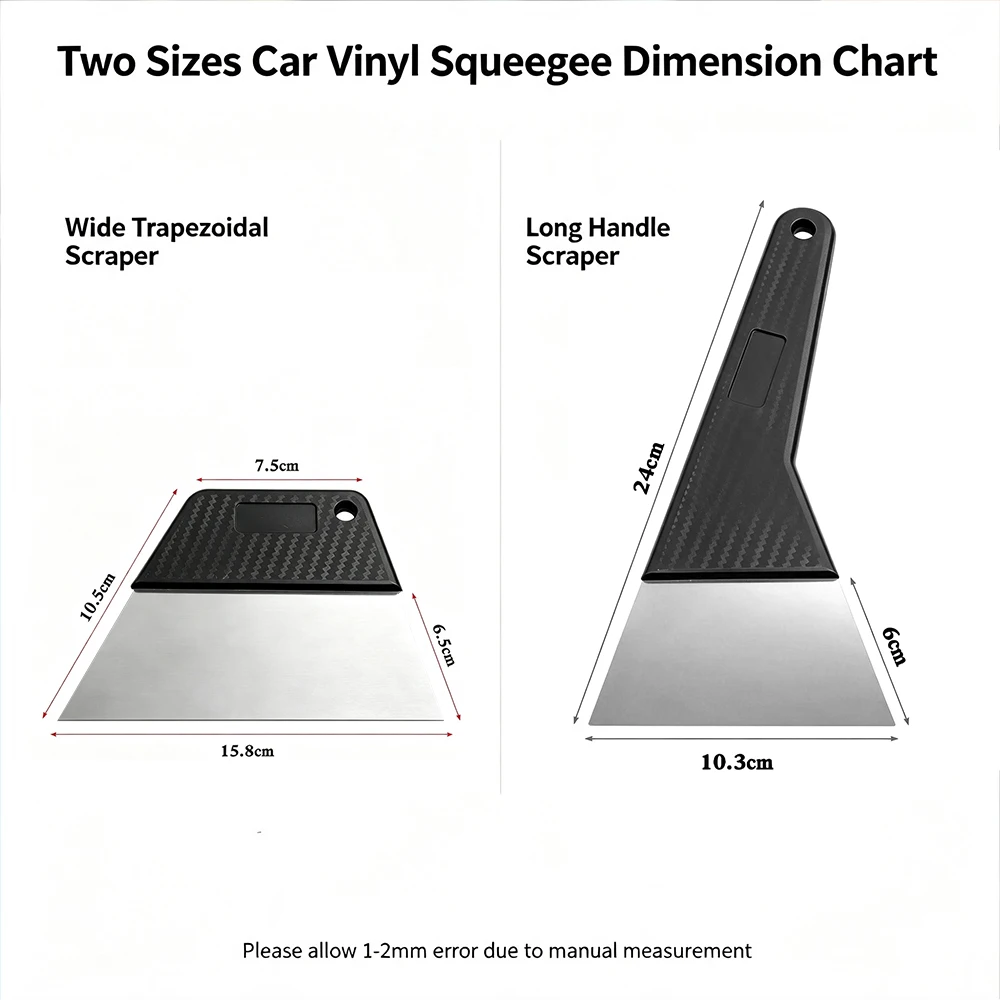 Stainless Steel Window Tint Scraper Carbon Fiber Handle Squeegee Car Vinyl Wrap Film Installation Adhesive film tool view 6