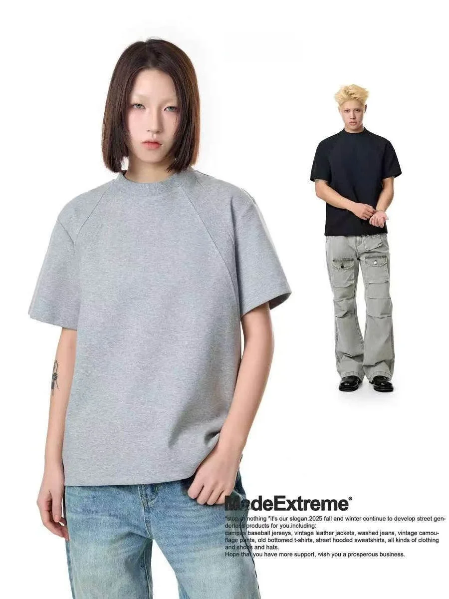 

Madeextreme 280g Australian Made Lycra Space Cotton Air Layer Splice Anti-Wrinkle ort Boxy ort Sve T-irt Summer Faion