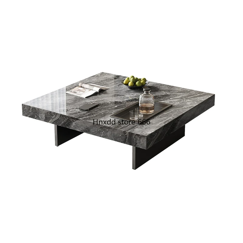 Italian minimalist rock slab coffee table Venice brown marble living room household square high-end tea table