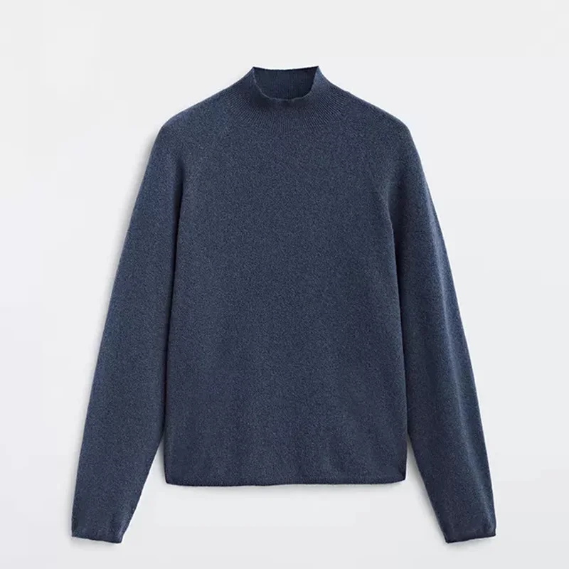 England Winter S Thick Sweater Women Knitted Cashmere Navy Blue Pullover Long Sleeve Turtleneck Loose Jumper Warm Pull