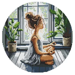 Cross stitch Kit 14CT Canvas Cross Stitch Embroidery Set Craft --15-Yoga Girl 33-33 Cross Stitch Set