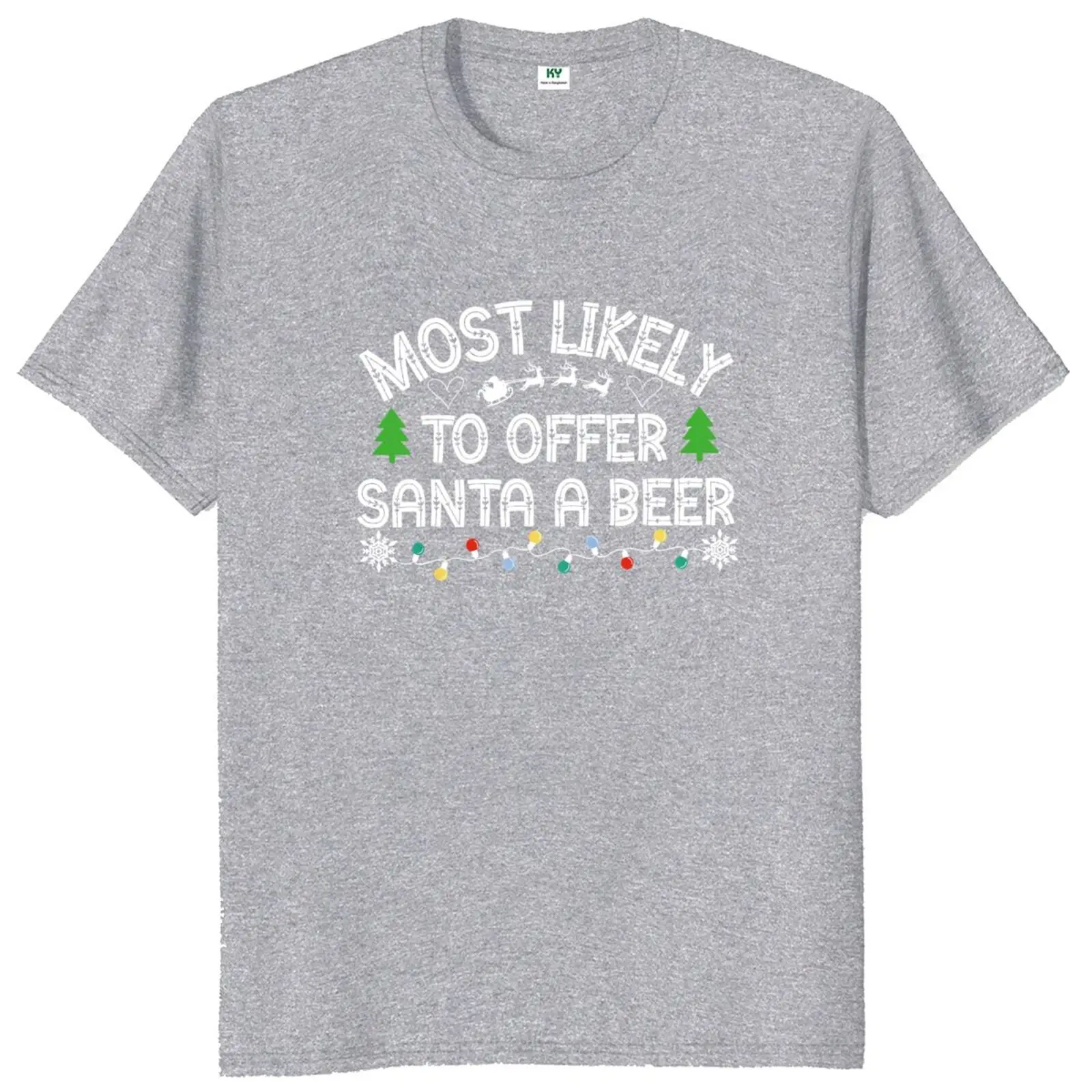 Most Likely To Offer Santa A Beer T Shirt Funny Drinking Christmas Graphic T-shirts EU Size 100% Cotton Casual Y2k Soft Tee Tops