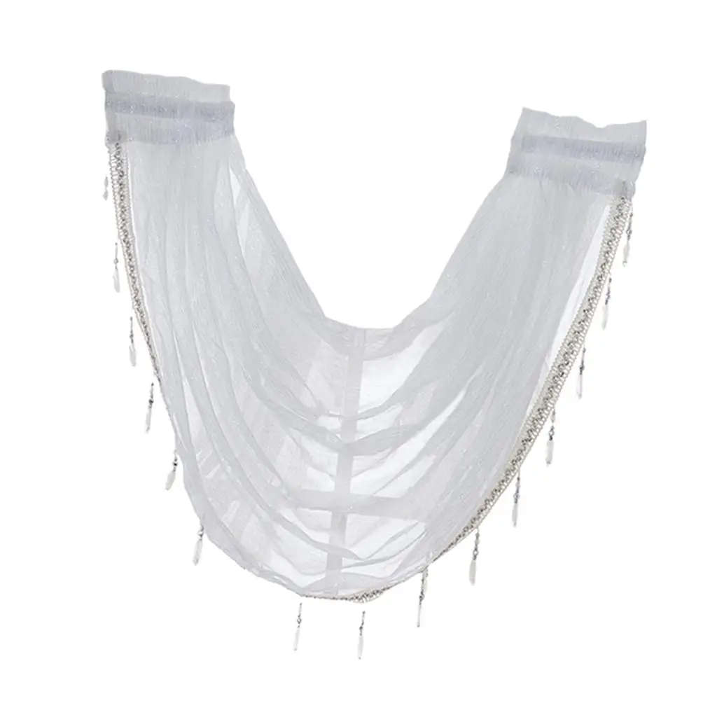 Half Curtains Embroidered Voile Lace Short Window Valance Grommet Panel for Bathroom Laundry