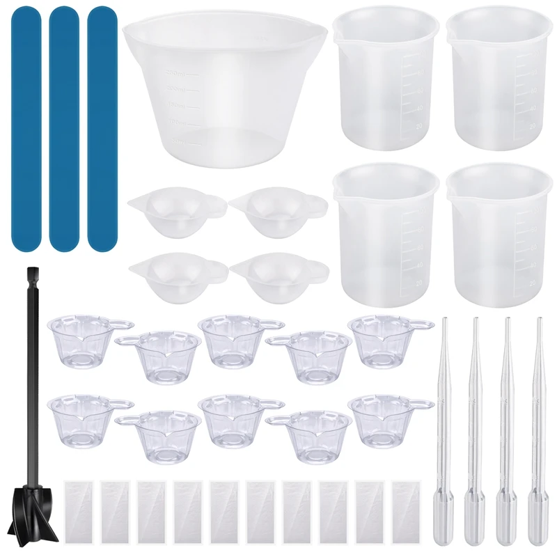 Silicone Measuring Cups For Epoxy Resin,Resin Supplies With 250&100Ml Silicone Cups For Resin,Molds,Jewelry Making