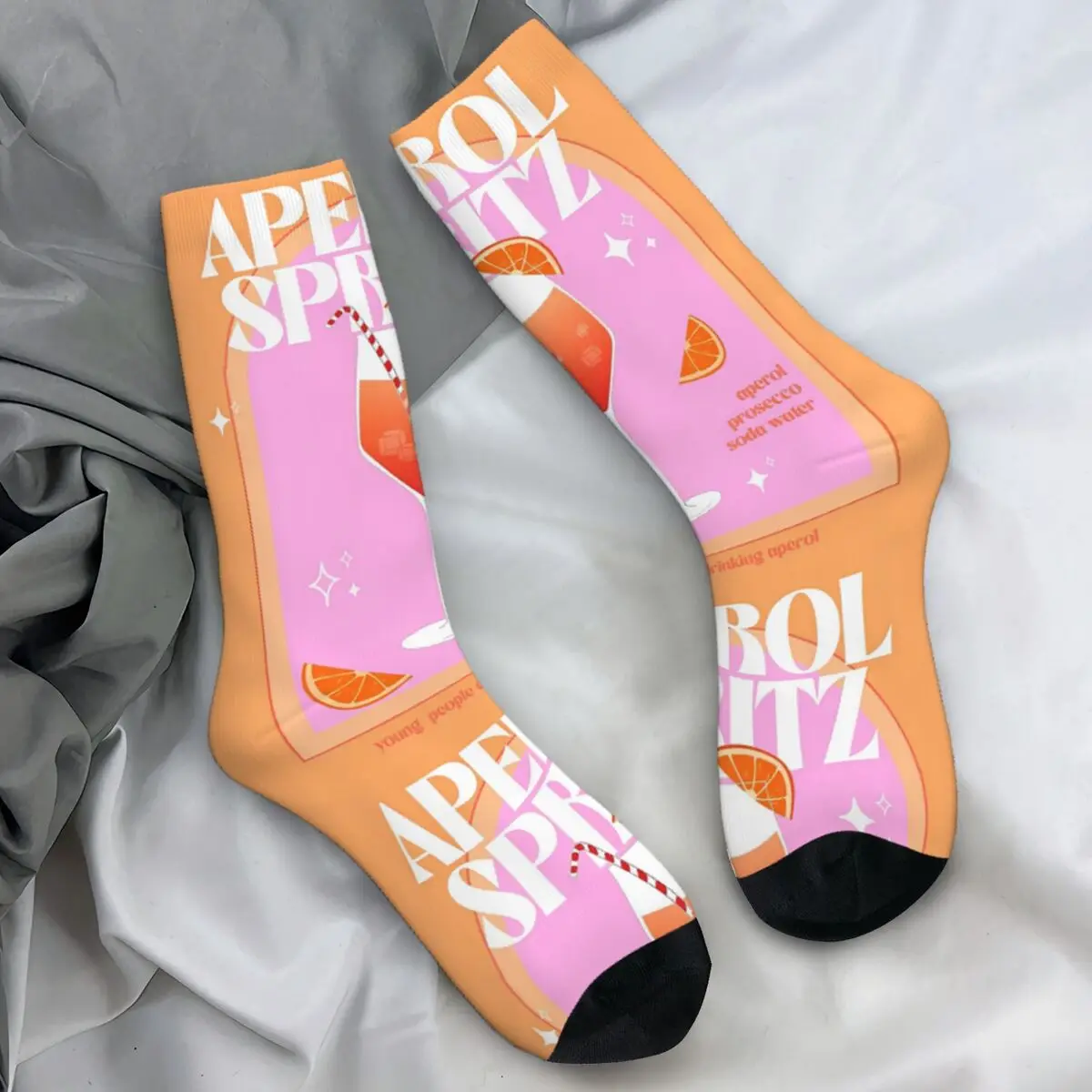 Aperols Spritzs Poster Stockings Adults Men Italian Wine Socks Soft Retro Socks Winter Skateboard Anti Bacterial Socks Gift