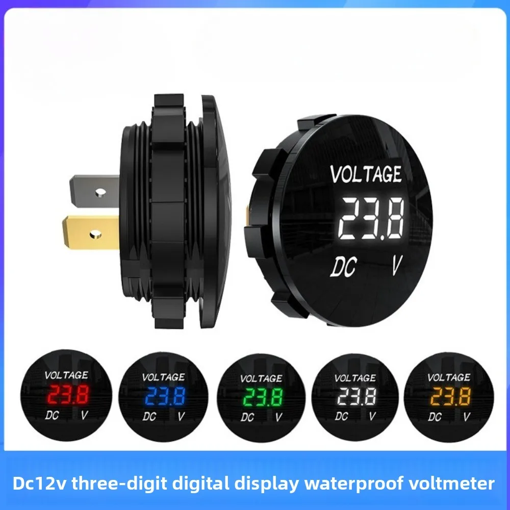 Waterproof round Voltmeter D3 DC 5-48V Digital Display Car Battery Voltage Measurement Gauge for Vehicle Mount