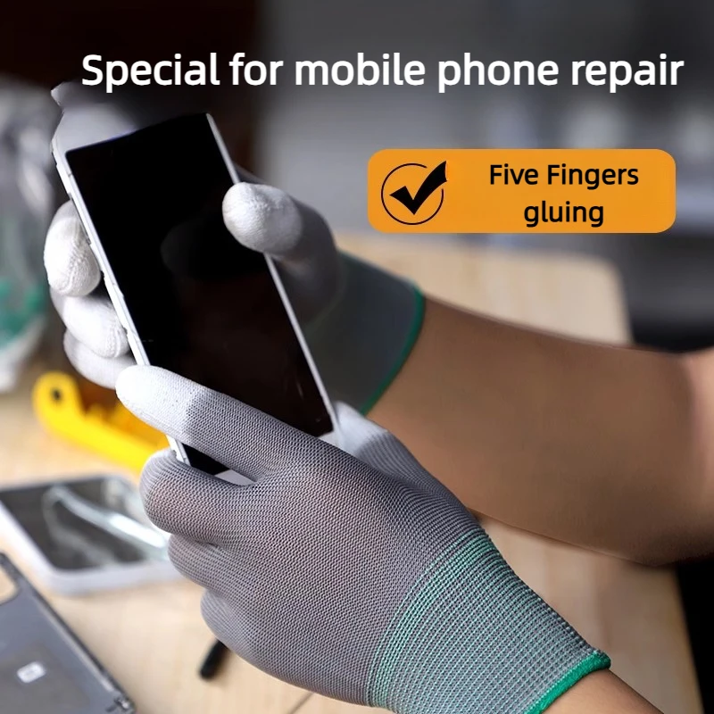 

ESD Anti-Static Gloves for Phone & PC Repair, PU Coated Finger Tips for Precision Work, Anti-Slip & Breathable Thin Gloves