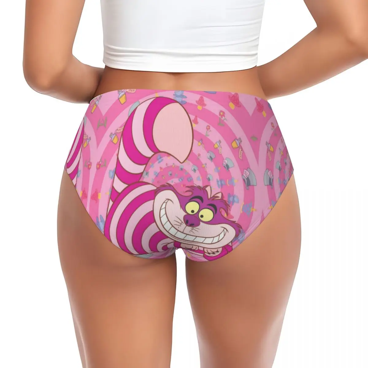 Custom Women Cheshire Cat Manga Cartoons Brief Panties Female Breathable Underwear Underpants