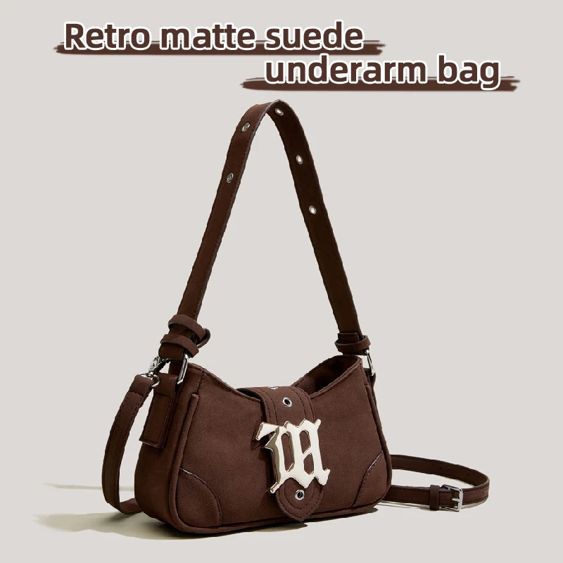 

Retro matte suede underarm bag，retro and niche underarm bag, daily commuting crossbody bag，fashionable shoulder bag