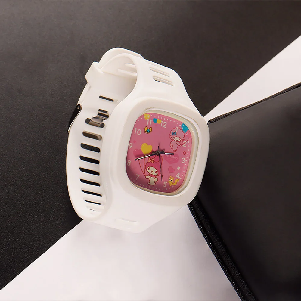 Sanrio Silicone Square Watch Hellokitty Kuromi Cinnamorol Kawaii Anime Wristwatch Cute Cartoon Student Watch HolidayGift for Kid