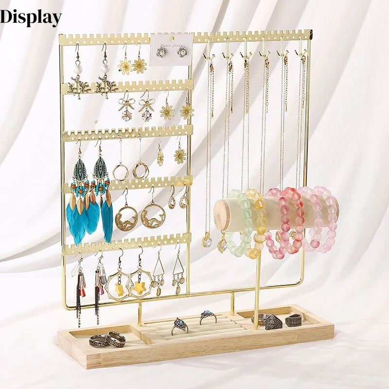 

Creative Iron Art Jewelry Display Stand Multi-Purpose Organizer for Earrings Ear Studs Necklaces Beaded Bracelets Rings
