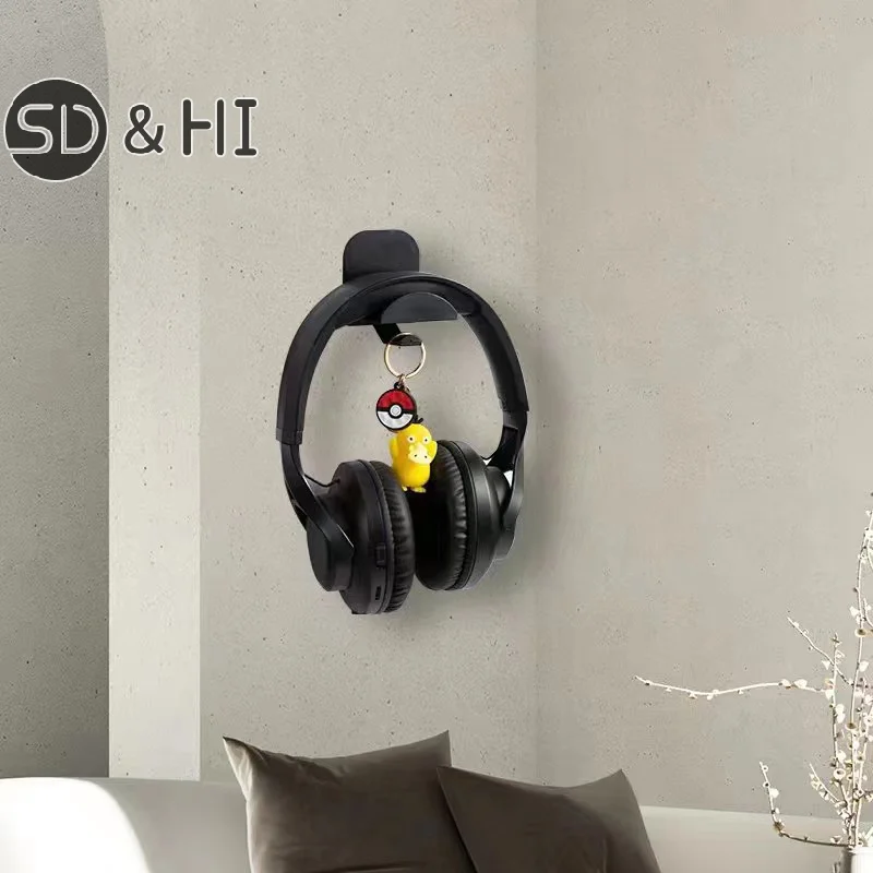 1PC Multifunction Wall-mounted Computer Headset Holder Without Punching Headphone Stand Storage Hook Desktop Display Rack