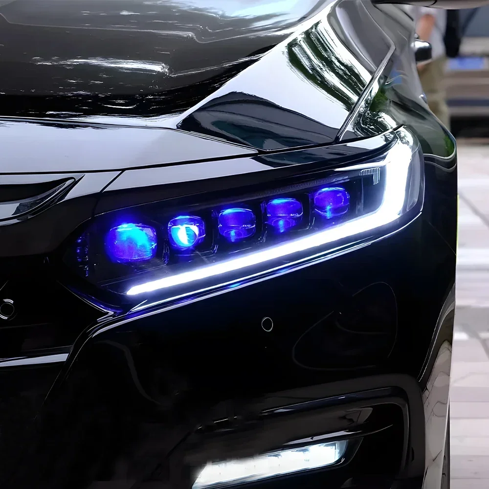 

Автомобильная передняя фара Plug and Play в сборе для Honda Accord 2018-2020, светодиодная автоматическая фара, обновление динамических 5 линз проектора, аксессуары
