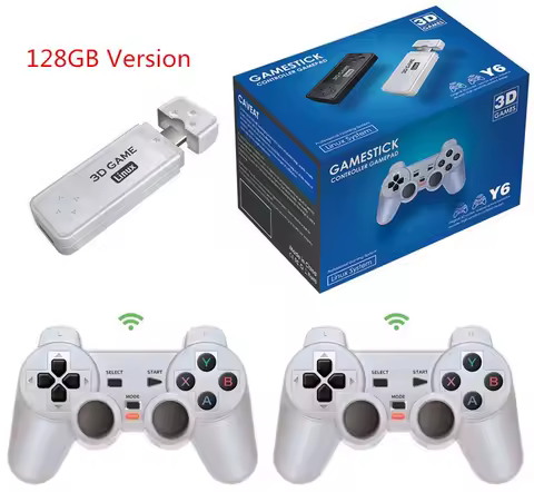 2025 HOT Y6 2.4G Wireless Game Tv Stick Retro PS1 Family Portable Video Game Console 4K HD Support Multiplayer 10000 Games
