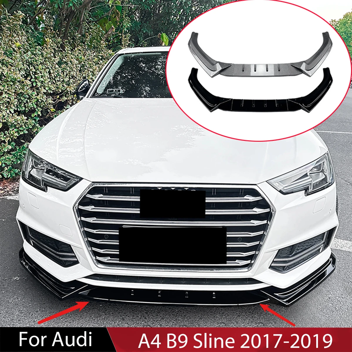 

Для Audi A4 B9 Sline 2017-2019 автомобильный передний бампер, спойлер, нижний сплиттер, защита лезвия, диффузор, комплект кузова, аксессуары, тюнинг