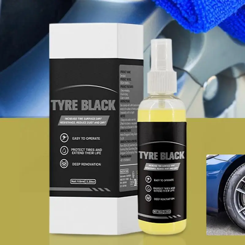 Car Wheel Cleaner Spray Effective Tire Shine Cleaner 100ml Mild Tire Cleaner Wheel Cleaner Spray Long-Lasting Shine For Car