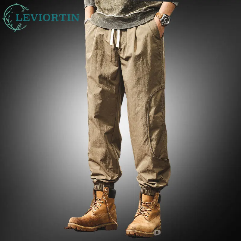 

American Style Thin Ice Silk Pants For Men Summer Breathable Quick-Dry Loose Casual Outdoor Pants Trendy Sport Jogger Trousers