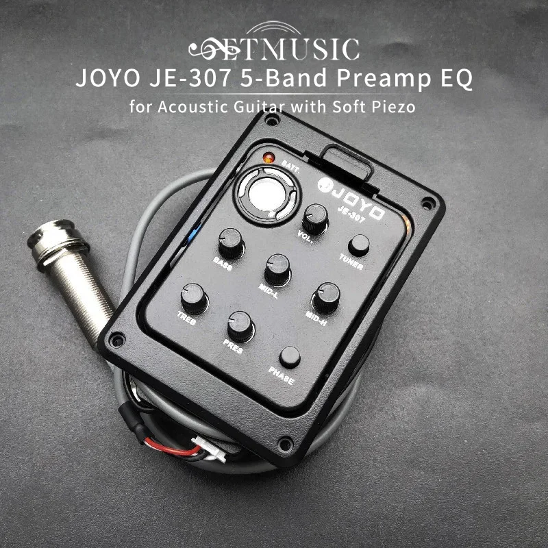 JOYO-preamplificador de 5 bandas JE-307, EQ con pastilla sintonizadora para guitarra acústica, con piezoeléctrico suave, color negro