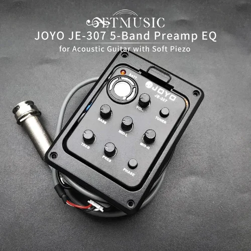 JOYO JE-307 EQ preamplificador de 5 bandas con pastilla afinadora para guitarra acústica con piezoeléctrico suave negro