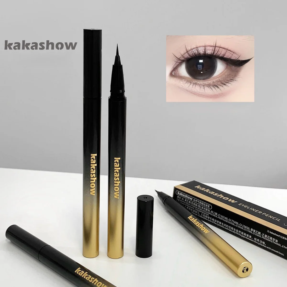 Kakashow Liquid Eyeliner, Ultra-Fine Tip, Waterproof & Smudge-Proof, Long-Lasting Black Liner for Precise Eye Makeup