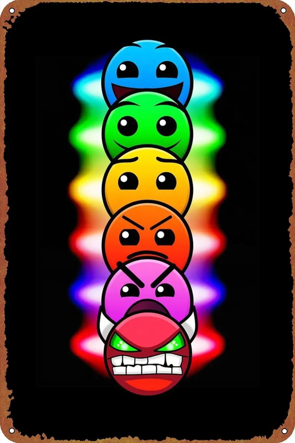 Metal Tin Sign Geometry Dash Difficulty Faces Game Poster Wall Decor Funny for Home Kitchen Bar Pub Man Cafe Room Decoratio sign