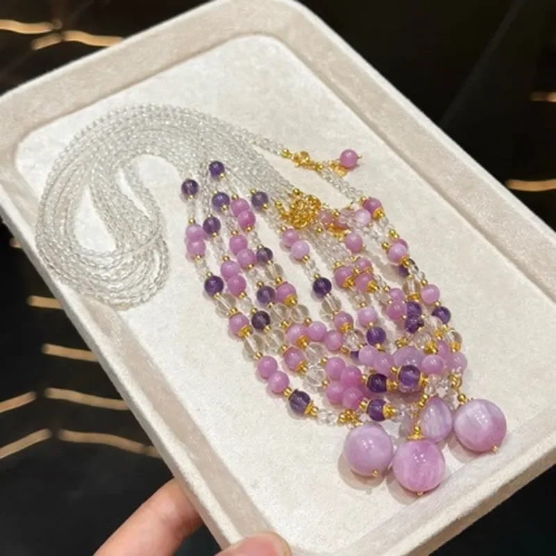 Natural Purple Lithium Hui Love Clavicle Chain Natural Purple Lithium Hui Amethyst Love Necklace
