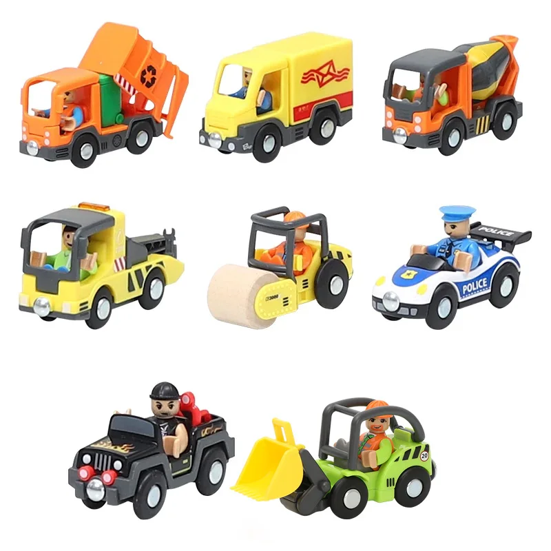 Variety of Optional Rail Car Utility Vehicles Aircraft Compatible with All brands Wooden Tracks Trains Children Car Toy Gifts