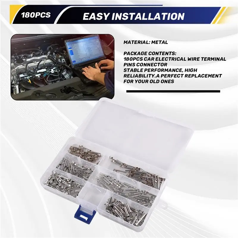 ABZS For DT Series 180Pcs Electrical Connector Pins For Deutsch, Sizes 12/16/20 Terminals, Wire Gauge Range 12-22 AWG