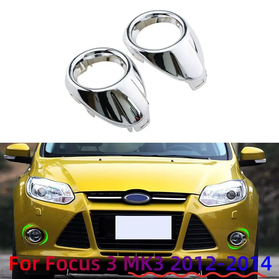 

2pcs Front Fog Light Cover Fit for Ford Focus 3 Mk3 2012 2013 2014 ABS Chrome Lamp Trim Bezel Bumper Foglight Car Accessories
