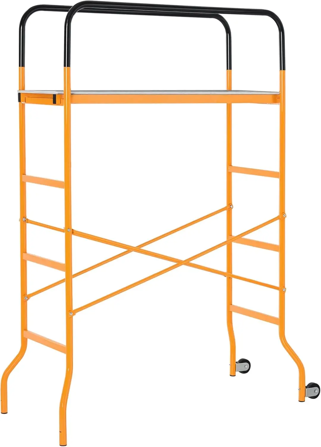 4-Step Steel Scaffold with Wheels, 440lb Capacity for Indoor & Outdoor Use, Anti-Skid Design