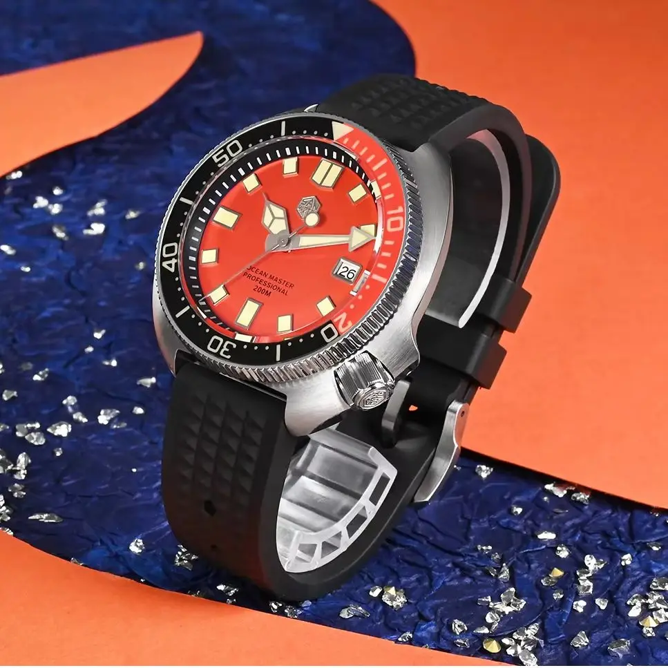 

San Martin Мужские автоматические часы 44 мм Черепаха Механические наручные часы Diver 20ATM Водонепроницаемые C3 Светящийся сапфировый безель NH35 Limited