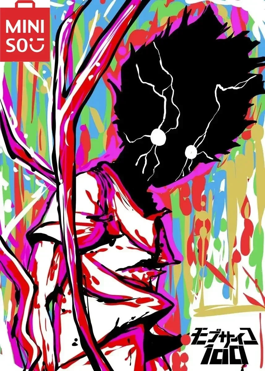 

Картина маслом по номерам Mob Psycho 100, японское аниме, украшение для дома, картина, настенная спальня, декор для комнаты, подарок, безрамный