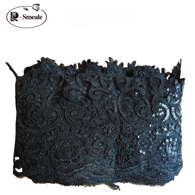 Polyester-Pailletten-Spitzenbesatz, Randlinie, DIY-Hochzeitskleid, Heimdekorationszubehör, 5 Yards/Lot, Breite 19,5 cm – Detail 6
