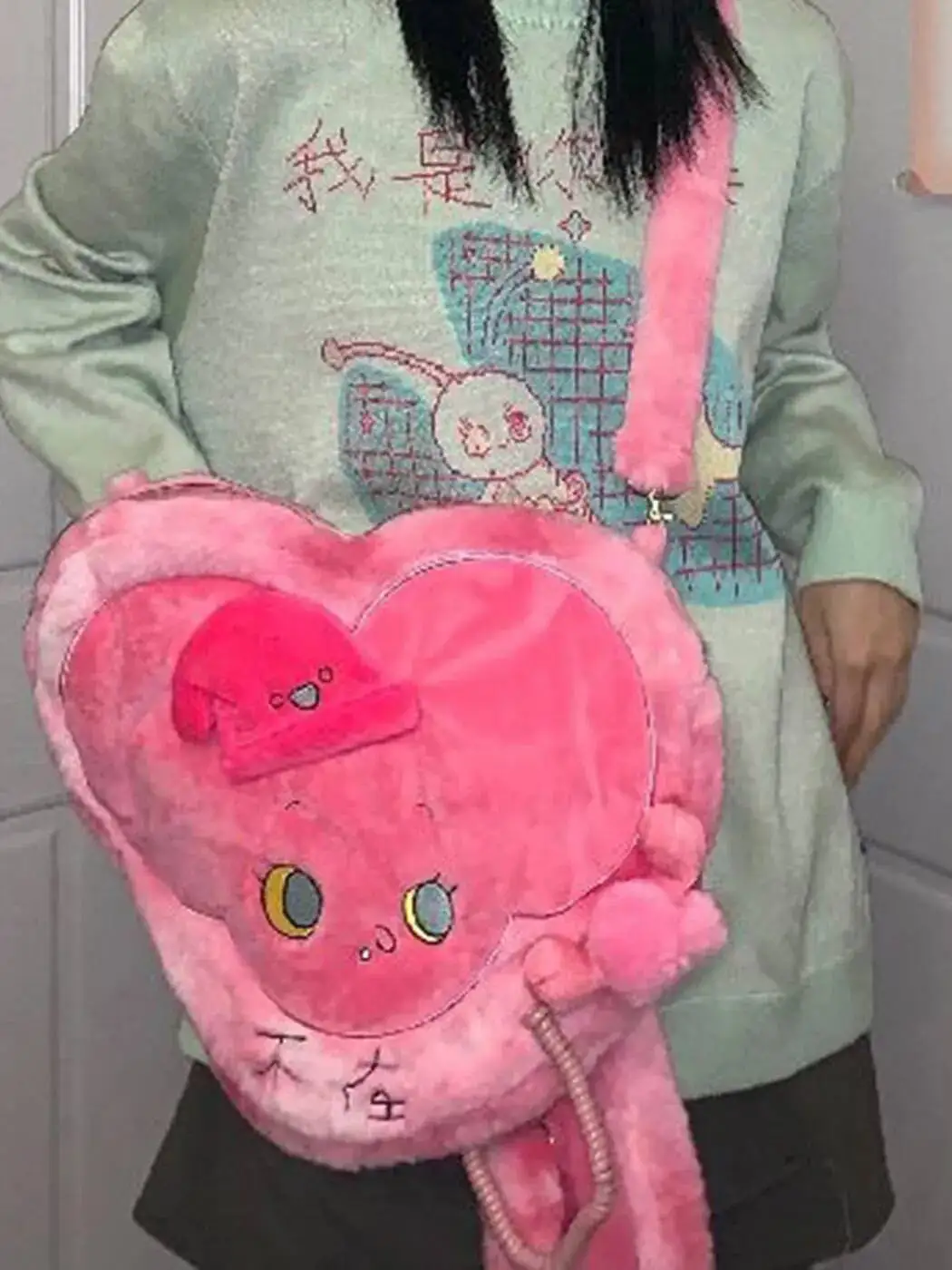 Bloom Haruku Cute Plush Crossbody Bags Women 2023 New Fur Chic Soft Messenger Bag Ladies Casual Pink Y2k Backpack Purses