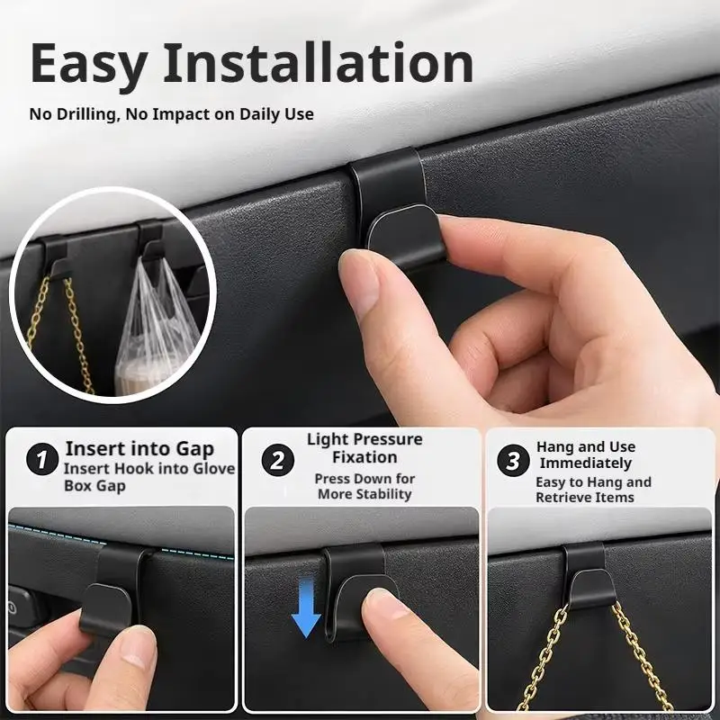 10 Pcs SEAMETAL Universal Car Copilot Hooks Wall Mounted Storage Hooks For Glove Box Interior Accessories