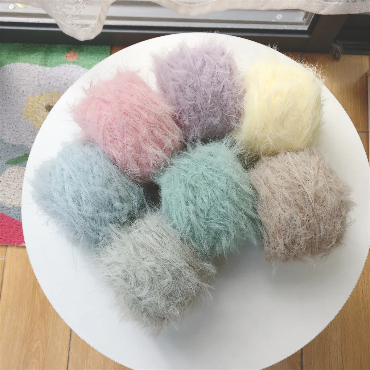 Mink fleece hand-mixed yarn ball fine wool hand crocheted thread long hair imitation mink fleece DIY special yarn