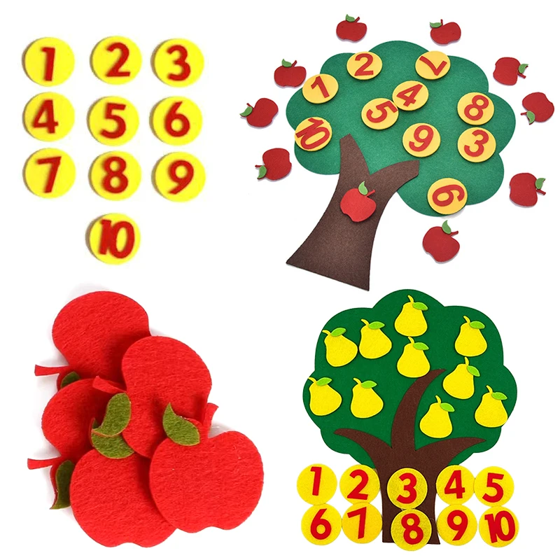1 Set Non-woven Fruit Tree Puzzle Felt Apple Pear Orange Peach 4 Styles Available Birthday Party Gift Souvenirs Game Rewards ZYF