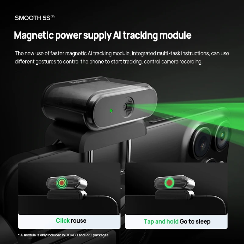 Smooth 5S AI Pro tracker Auto Face Tracking Handheld Mobile Phone 3 Axis Gimbal Stabilizer for Cell Phone