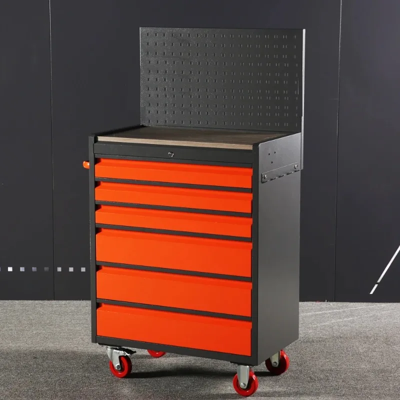 Tool Trolley with 6 Drawers Steel Tool Box on Wheels Marble Granite with Handle for Processing